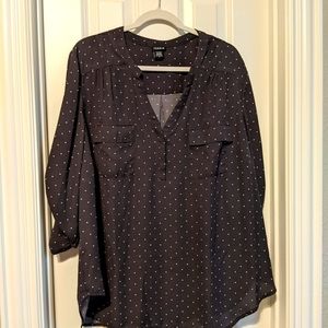 Torrid Harper Top Size 3 Dark Gray Polka Dot